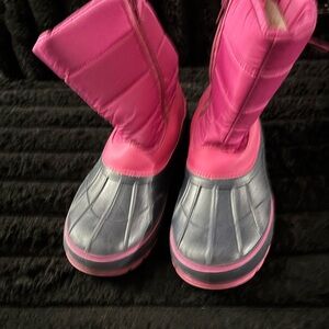 Kids Pink and Silver Winter Boots